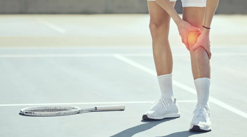 Trauma al ginocchio su tennista